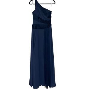 White by Vera Wang Navy Blue One-Shoulder Wedding Dress